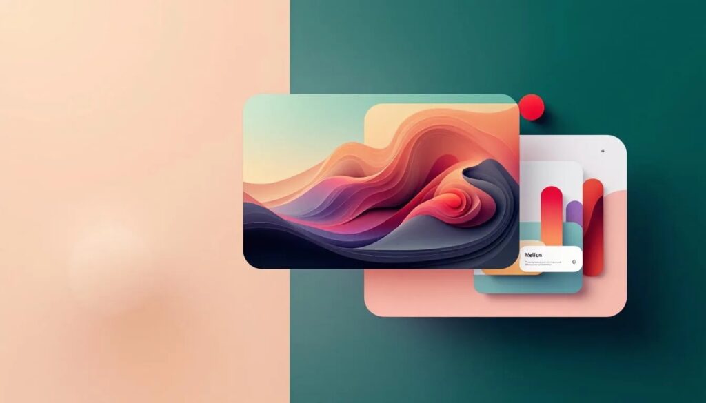 "Modern abstract user interface design concept with layered visuals representing creative website development"